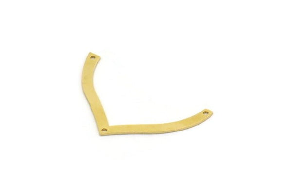 Brass Charm, 24 Raw Brass, Brass Pendants, Charm Pendants, V Shaped Charms, Brass V Shaped Charms With 3 Holes (19x33x0.60mm) A6650