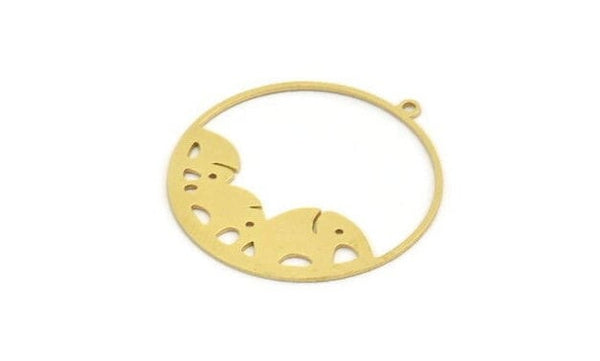 Brass Round Charm, 6 Raw Brass Round Shape Charms With 1 Loop, Charm Pendants (33x31x0.60mm) A6647