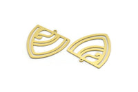 Brass Triangle Charm, 4 Raw Brass Triangle Shaped Charms With 1 Loop (29.5x27x0.60mm) A6746