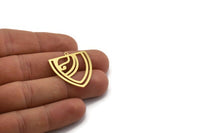 Brass Triangle Charm, 4 Raw Brass Triangle Shaped Charms With 1 Loop (29.5x27x0.60mm) A6746