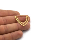 Brass Triangle Charm, 4 Raw Brass Triangle Shaped Charms With 1 Loop (29x27.5x0.60mm) A6739