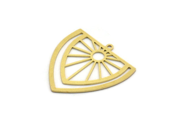 Brass Triangle Charm, 4 Raw Brass Sun Charms With 1 Loop, Findings (29x28x0.60mm) A6754