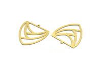 Brass Triangle Charm, 4 Raw Brass Triangle Shaped Charms With 1 Loop (28x26x0.60mm) A6740