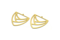 Brass Triangle Charm, 4 Raw Brass Triangle Shaped Charms With 1 Loop (28x26x0.60mm) A6740