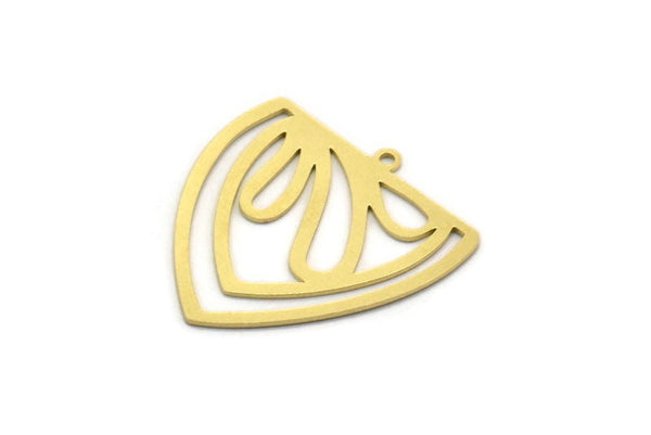 Brass Triangle Charm, 4 Raw Brass Triangle Shaped Charms With 1 Loop (28x27x0.60mm) A6738