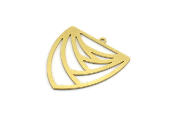 Brass Triangle Charm, 4 Raw Brass Triangle Shaped Charms With 1 Loop (28.5x26x0.60mm) A6741