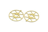 Brass Round Charm, 4 Raw Brass Eye Charms With 1 Loop, Charm Pendants (32x30x0.60mm) A6744