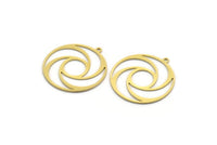 Brass Round Charm, 4 Raw Brass Round Shaped Charms With 1 Loop, Charm Pendants, Findings (28x26x0.60mm) A6760