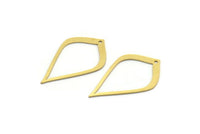 Brass Drop Charm, 6 Raw Brass Drop Charms With 1 Hole, Earrings, Findings (33x19.5x0.60mm) A6757