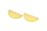 Semi Circle Charm, 4 Raw Brass Half Moon Charms With 1 Hole, Findings (18.5x38x0.60mm) A6728
