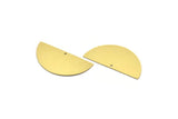 Semi Circle Charm, 4 Raw Brass Half Moon Charms With 1 Hole, Findings (18.5x38x0.60mm) A6728