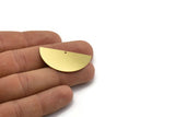 Semi Circle Charm, 4 Raw Brass Half Moon Charms With 1 Hole, Findings (18.5x38x0.60mm) A6728