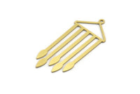 Brass Fringed Charm, 6 Raw Brass Fringe Shaped Charms With 1 Loop (42x18x0.60mm) A6727