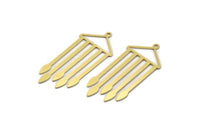 Brass Fringed Charm, 6 Raw Brass Fringe Shaped Charms With 1 Loop (42x18x0.60mm) A6727