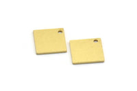 Brass Square Charm, 12 Raw Brass Square Shape Charms With 1 Hole, Geometric Findings (12x0.80mm) A6750