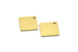 Brass Square Charm, 12 Raw Brass Square Shape Charms With 1 Hole, Geometric Findings (12x0.80mm) A6750