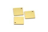 Brass Square Charm, 12 Raw Brass Square Shape Charms With 1 Hole, Geometric Findings (12x0.80mm) A6750