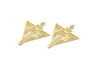 Brass Triangle Charm, 4 Raw Brass Sword Charms With 1 Loop, Findings (40x30x0.60mm) A6770