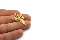 Brass Triangle Charm, 4 Raw Brass Sword Charms With 1 Loop, Findings (40x30x0.60mm) A6770