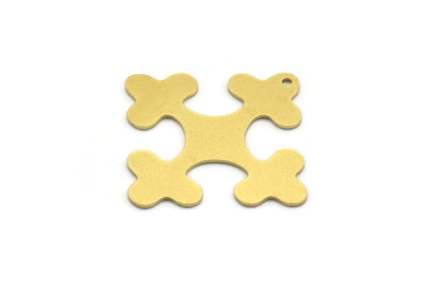 Brass Ethnic Charm, 6 Raw Brass Ethnic Motif Charms With 1 Hole, Earring Charms (29x22x0.60mm) A6766