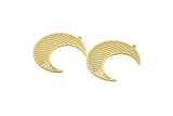 Brass Moon Charm, 4 Raw Brass Crescent Moon Charms With 1 Loop, Findings (36x12.5x0.60mm) A6764