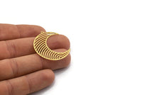 Brass Moon Charm, 4 Raw Brass Crescent Moon Charms With 1 Loop, Findings (36x12.5x0.60mm) A6764