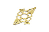 Brass Flower Charm, 4 Raw Brass Flower Charms With 1 Loop, Charm Pendants (42x28x0.60mm) A6758