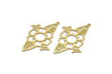 Brass Flower Charm, 4 Raw Brass Flower Charms With 1 Loop, Charm Pendants (42x28x0.60mm) A6758