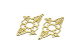 Brass Flower Charm, 4 Raw Brass Flower Charms With 1 Loop, Charm Pendants (42x28x0.60mm) A6758