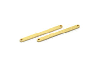 Brass Stick Charm, 24 Raw Brass Necklace Bars With 2 Holes, Findings, Earrings (34x2.5x1mm) A6541