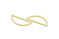 Brass Half Moon Charm, 12 Raw Brass Semi Circle Charm, Connectors, Findings (18x45x1mm) A6547