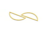 Brass Half Moon Charm, 12 Raw Brass Semi Circle Charm, Connectors, Findings (18x45x1mm) A6547