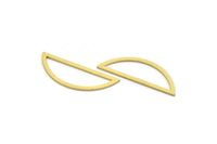 Brass Half Moon Charm, 12 Raw Brass Semi Circle Charm, Connectors, Findings (14x40x1mm) A6535