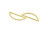 Brass Half Moon Charm, 12 Raw Brass Semi Circle Charm, Connectors, Findings (14x40x1mm) A6535