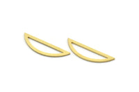 Brass Half Moon Charm, 12 Raw Brass Semi Circle Charm, Connectors, Findings (10.5x34x1mm) A6549