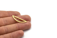 Brass Half Moon Charm, 12 Raw Brass Semi Circle Charm, Connectors, Findings (10.5x34x1mm) A6549