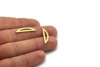 Brass Half Moon Charm, 24 Raw Brass Semi Circle Charm, Connectors, Findings (6x26x1mm) A6548