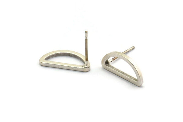 Gümüş Yarım Daire Küpe, 12 Antik Gümüş Kaplama Pirinç Yarım Ay Küpe Direği, Kolye Uçları, Bulgular (15x7,5x1,2 mm) E342