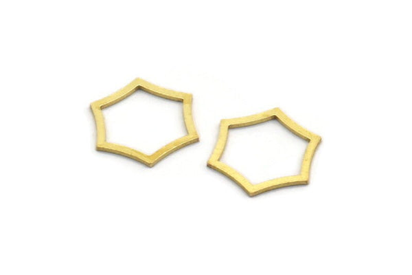 Brass Hexagon Charm, 100 Raw Brass Hexagon Rings, Connectors (13.5x12x0.60mm) SMP0002