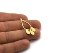 Brass Drop Charm, 12 Raw Brass Drop Shaped Charms With 1 Loop, Findings (38.5x16x0.60mm) SMP0007