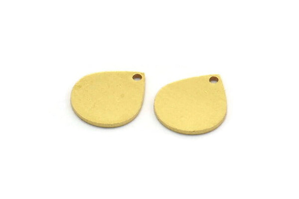 Brass Drop Charm, 24 Raw Brass Drop Charms With 1 Hole, Earring Findings (14x12x0.80mm) SMP0008 Y119