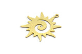 Brass Sun Charm, 12 Raw Brass Sun Charms With 1 Loop, Charm Pendants (27x25x0.60mm) SMP0013
