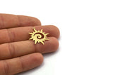 Brass Sun Charm, 12 Raw Brass Sun Charms With 1 Loop, Charm Pendants (27x25x0.60mm) SMP0013