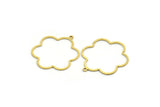 Brass Flower Charm, 24 Raw Brass Flower Shaped Charms With 1 Loop, Findings (28x24x0.60mm) SMP0014