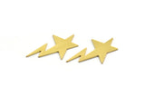 Brass Star Blank, 12 Raw Brass Comet Blanks, Lightning Findings, Stamping (30x19x0.80mm) SMP0015