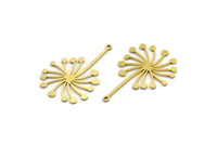 Brass Dandelion Charm, 12 Raw Brass Taraxacum Charms With 1 Loop (37x23x0.80mm) SMP0017 A6316