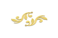 Brass Leaf Charm, 12 Raw Brass Branch Charms With 1 Loop, Charm Pendants (30x11x0.60mm) SMP0019