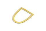 Brass D Shaped Charm, 8 Raw Brass D Shaped Charms With 1 Hole, Earrings, Findings (35x29x0.60mm) SMP0027