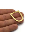 Brass D Shaped Charm, 8 Raw Brass D Shaped Charms With 1 Hole, Earrings, Findings (35x29x0.60mm) SMP0027