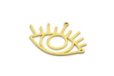 Brass Eye Charm, 12 Raw Brass Eye Charms With 1 Loop, Findings (23x33x0.60mm) SMP0028
